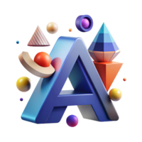 majestic futuristic Abstract letter A with geometric shapes. Clean lines, flat color, with Scalable Design. crisp png