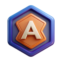 energetic striking Pentagon badge with a stylized letter A . Flat color, scalable, single-weight stroke with Scalable Design. flawless png