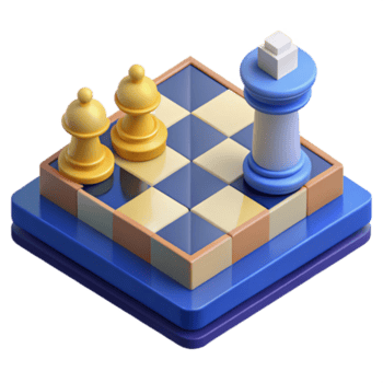 majestic unforgettable Isometric chessboard with pieces. Scalable, flat color with Scalable Design. png