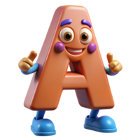 unforgettable mid-century Letter A character with arms and legs. Flat color, clean lines, crisp edges with Scalable Design. premium png
