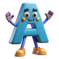 exemplary artistic Letter A character with arms and legs. Flat color, clean lines, crisp edges with Scalable Design. professional png
