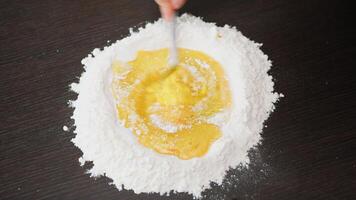 Preparation of Egg and Flour Dough for a Typical Calabrese photo
