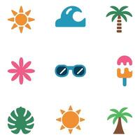 Summer T shirt design elements with vibrant color vector