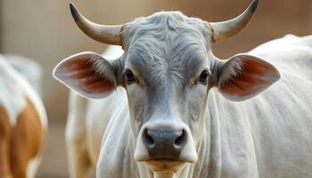 Closeup of Brahman Cow on Farm. photo