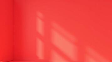 This image features a minimalist aesthetic, showcasing the interplay of light and shadow in a red interior. photo