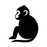 Sitting Monkey Silhouette Icon, Simple Silhouette of a Monkey Sitting Calmly vector