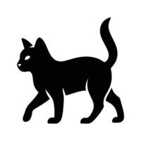 Simple walking cat silhouette in black and white, Minimal cat walking silhouette for design use vector