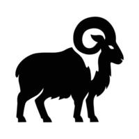 Silhouette of a majestic ram perfect for logo design Majestic Ram Silhouette Logo Design, Ram Black Silhouette for Logo, vector