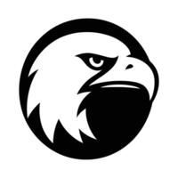 Eagle head silhouette in circle design, Powerful eagle silhouette for logo use vector