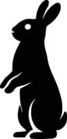 Standing Rabbit Silhouette Art, Black Rabbit Profile Silhouette. vector