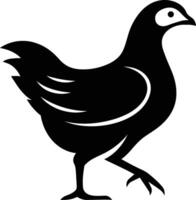 Silhouette of a Walking Hen, Walking Hen Silhouette in Black and White vector