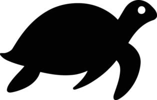 Black Turtle Silhouette Illustration, Simple Turtle Profile Design. vector