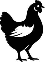 Simple black and white silhouette of a hen, Minimalist Hen Silhouette Design vector
