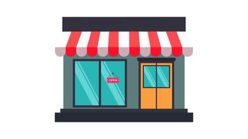 Illustration of Business Building Shop. Concept of Building Symbol and OPEN Sign, Shop Opened Symbol vector