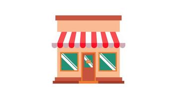 Illustration of Brown Building Business Store. Concept of Building Symbol and OPEN Sign vector