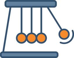 Flat illustration of a Newton's Cradle with swinging balls, symbolizing physics concepts, momentum, energy, and motion in science and education. vector