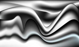Abstract Curved Fabric Liquid Soft Black and Silver Satin Waves Luxury Background, Smooth Gradient Modern Art presentation or mobile wallpaper Design vector