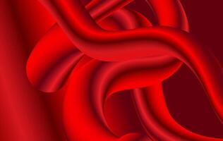 Abstract red tubes in a dynamic, glossy 3D composition vector