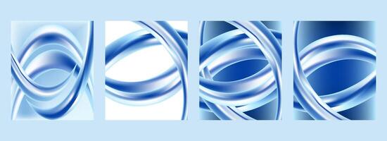 Blue Smooth Curved Lines in Metallic Blue Abstract Background Modern Art presentation or mobile wallpaper Design vector