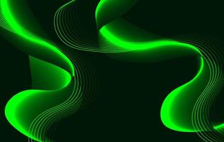 Green Neon Abstract Flowing Lines and Glowing Curves Background Wallpaper vector