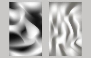 Modern Fabric Liquid Soft Black and Silver Satin Waves Luxury Background, Smooth Gradient Modern Art presentation or mobile wallpaper Design vector