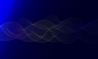 Abstract Colorful Wave Lines on Dark Blue Background Tech Flow Design vector