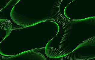 Green Neon Abstract Flowing Lines on Dark Background vector