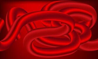 Intertwined Red 3D Tubes with Smooth Curves and Glossy Finish vector