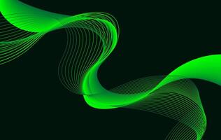 Modern Green Neon Abstract Flowing Lines on Dark Background vector