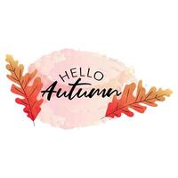 hello autumn with leaves vector