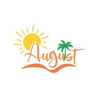 august logo with palm trees and sun vector