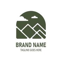 Minimal Mountain Landscape Logo Design with Clouds and Geometric Style vector