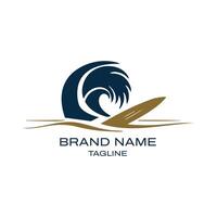Beach Logo Design with Palm Tree and Wave for Travel or Resort Branding vector