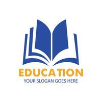 Modern Education Logo Design with Open Book for School, Library, or Learning Center vector