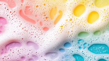 Abstract Rainbow Colored Soap Suds and Bubbles Texture Background photo