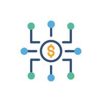 Decentralized finance icon with nodes and dollar sign vector