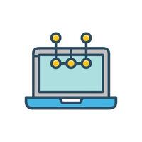Connected Laptop Network Technology and Data Science Concept vector