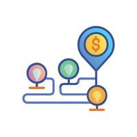 Business Path to Success Map and Dollar Symbol vector