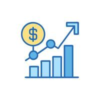 Dollar Coin Graph Showing Financial Growth and Increase vector