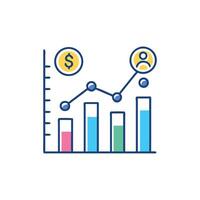 Growth chart showing financial and user increase with data vector