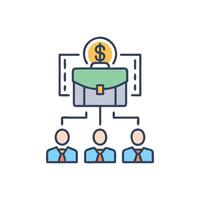 Teamwork, Briefcase, and Money Business Structure and Finance vector