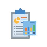 Data analysis clipboard, report, and graph visualization icon vector