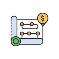 Financial roadmap with milestones icon in flat design vector