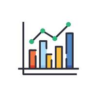 Colorful bar graph with upward trending line chart vector