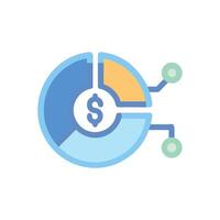 Financial Technology Pie Chart with Dollar Sign, Connection Points vector