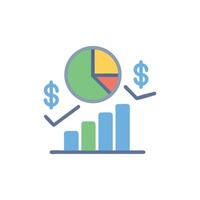 Financial growth chart and pie analysis on black vector