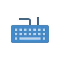 Simple Blue Computer Keyboard Icon Illustration on White vector