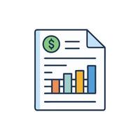 Financial report document with a bar chart analysis vector