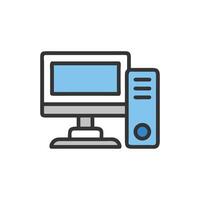 Desktop Computer Icon with Monitor and Tower Illustration vector