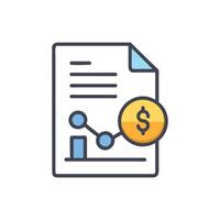 Financial Report with Graph and Currency Sign Icon vector